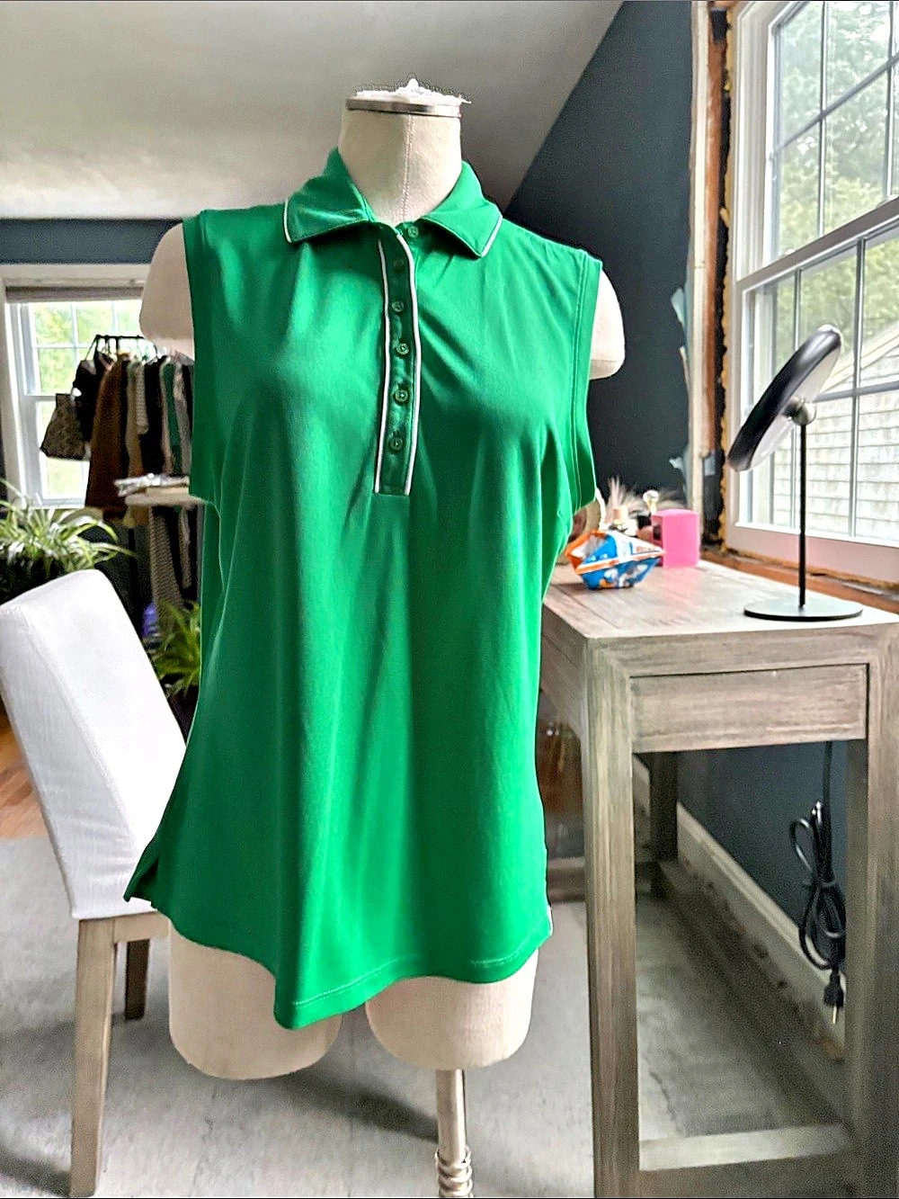 Lady Hagen Green Sleeveless Golf Polo Size Large